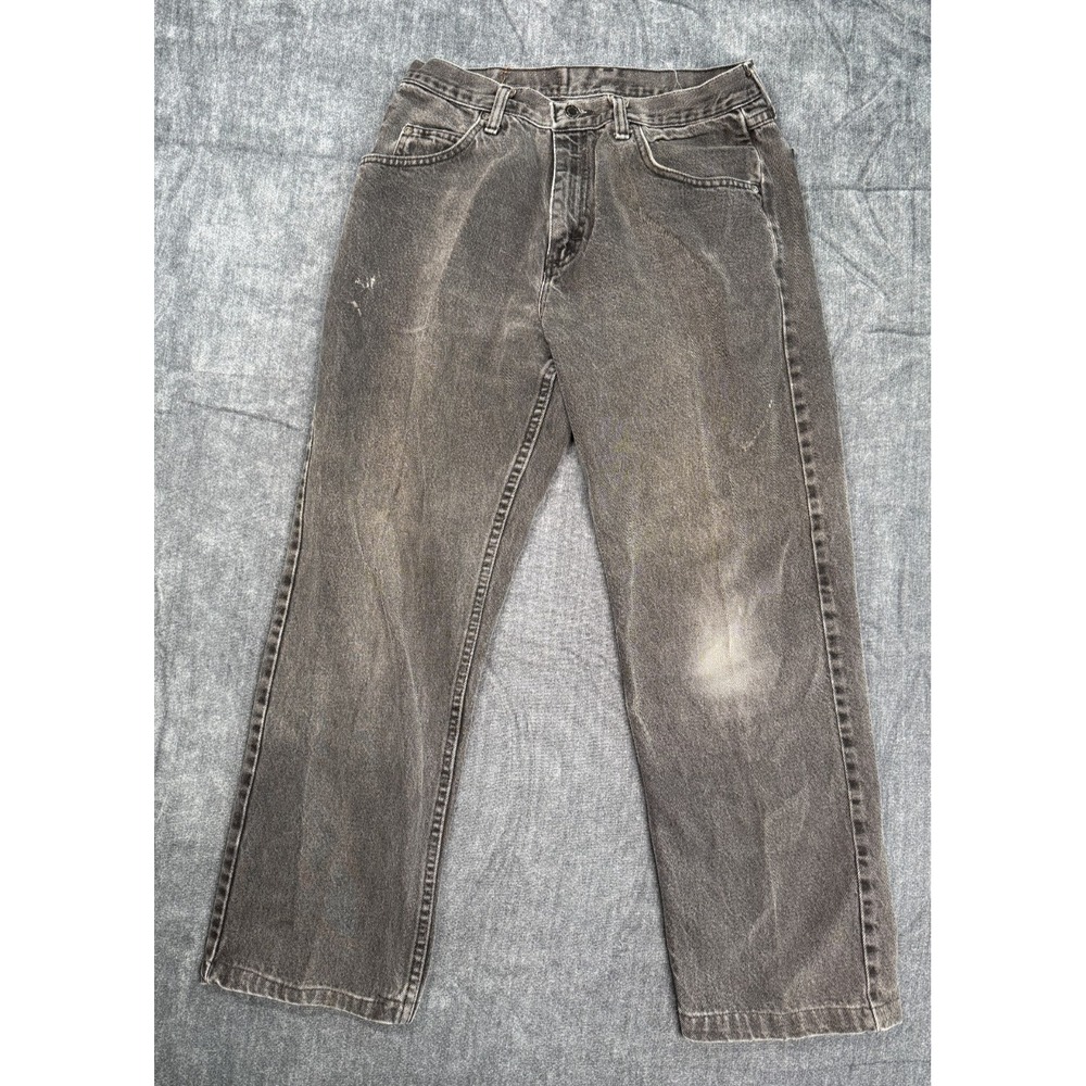 Wrangler Relaxed Fit Jeans Mens 30x26 Gray Black Denim Pants Straight Leg